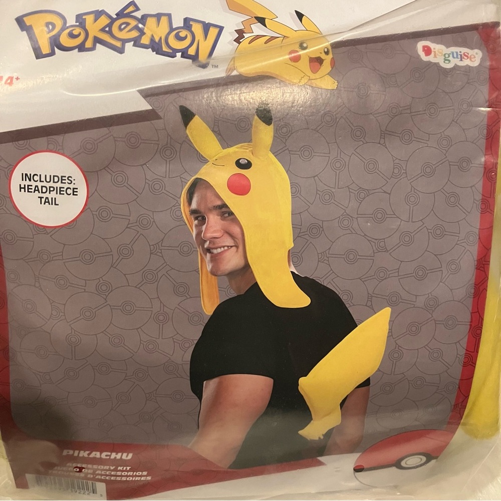 Pokémon Pikachu Halloween Costume - Unisex Big Kid / Adult Hat & Tail NEW